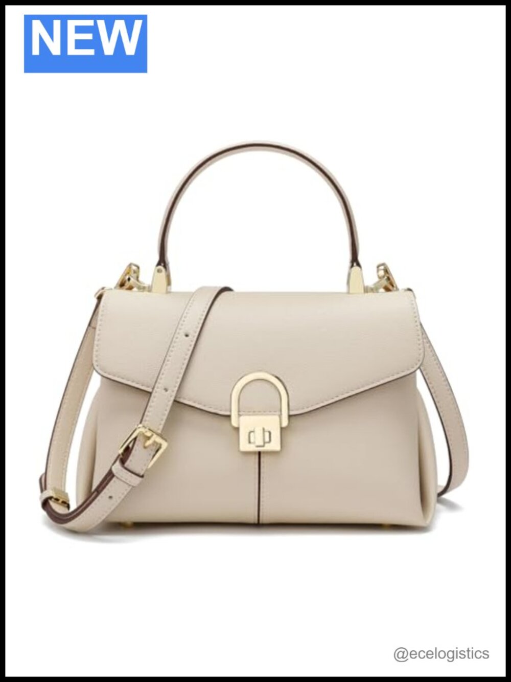 Top Handle Genuine Leather Satchel Tote with Gold Hardware